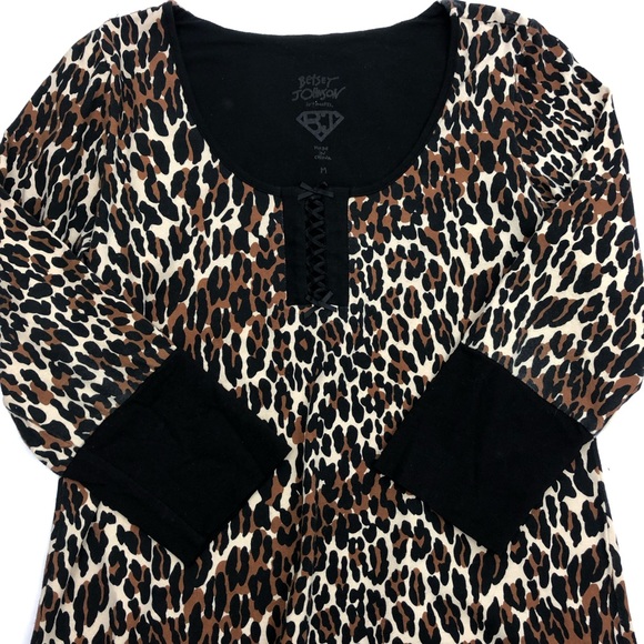 Betsey Johnson Animal Leopard Print Pajamas Nightie Sleep Shirt Dress - Picture 5 of 7